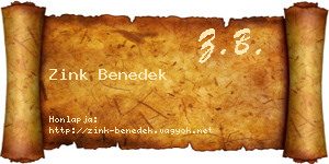 Zink Benedek névjegykártya